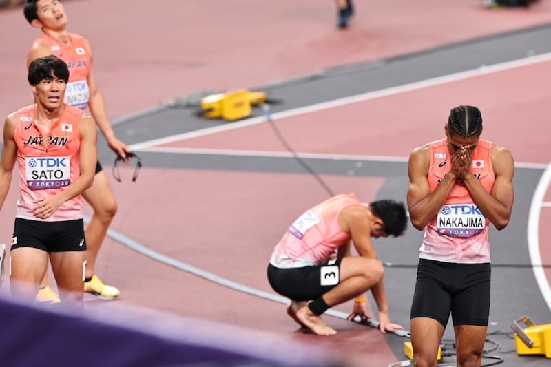 マイルリレー侍は2分59秒74組7着で決勝進出ならず 最強アメリカが“バトンミス”で予選敗退の大波乱【世界陸上】