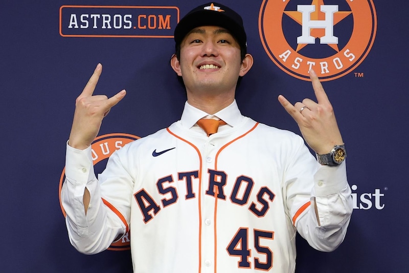 「調子はどう、ヒューストン！」今井達也が堂々の第一声　背番号45でアストロズ入団会見　ファン歓喜「まさに求めていた男だ」「テンション上がる」