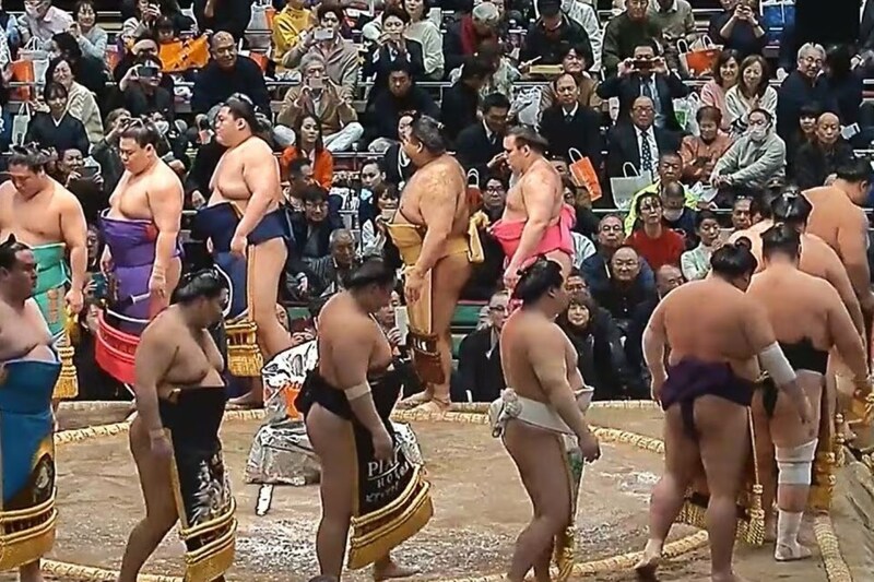 幕内土俵入りを見つめるカリスマ美人モデル＆有名作家の“ただならぬオーラ”に視聴者騒然「目立つなぁ」「仲良さそう」【大相撲初場所】