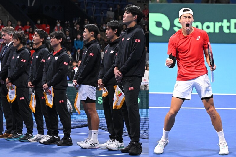 デ杯初日は綿貫が先勝するも、エース望月が敗れ１勝１敗。「選手を信じている。悲観的にはなっていない」と添田監督＜SMASH＞