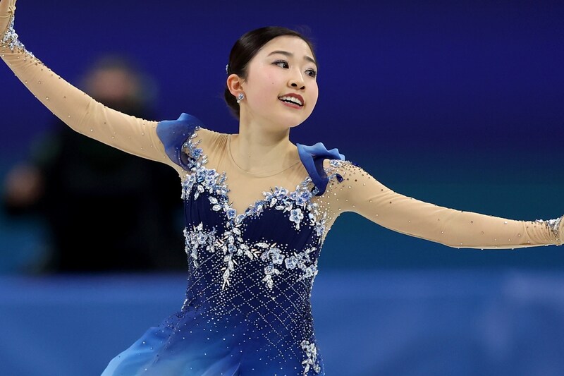 五輪初出場の千葉百音、217.88点で自己ベスト! 現在トップ 坂本花織は23番滑走、最後は中井亜美【冬季五輪】