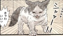 一生懸命、人間に“圧”をかけてくる子猫…あまりのかわいらしさに「威嚇できてえらい!!」と反響【漫画】