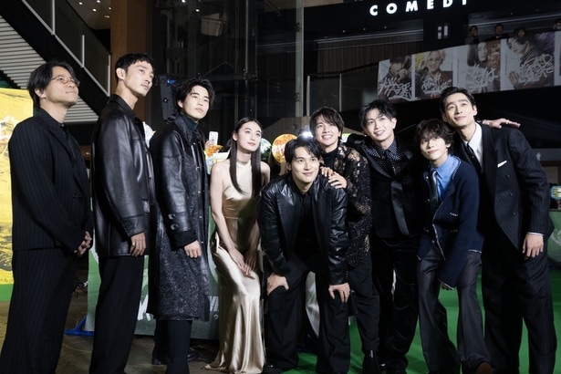 萩原健太郎監督、上杉柊平、中沢元紀、八木莉可子、水上恒司、木戸大聖、綱啓永、山下幸輝、濱尾ノリタカ(写真左より)