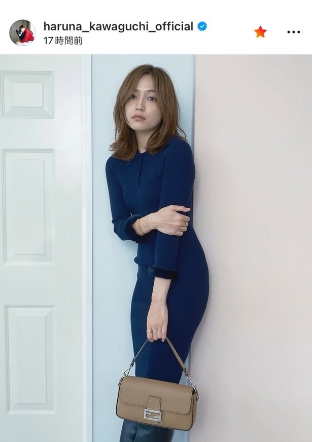 【写真】大人の色香漂う表情…川口春奈、“ボディ・ライン”際立つネイビーのワンピ姿