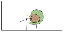カフェで”スープチーノ”を注文したキーウィ、ひと口飲んで衝撃が走り…「動きがかわいい」【漫画】