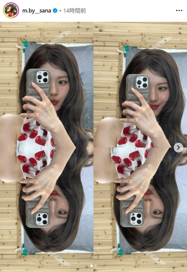 【写真】TWICE・サナ、鏡越しの自撮りショットにファンから反響