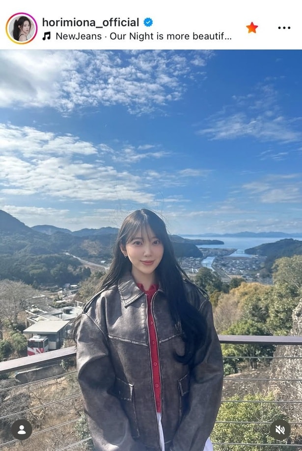 【写真】「今年もたくさん旅行したいな〜」…堀未央奈、レザージャケットで熊本を一望する姿