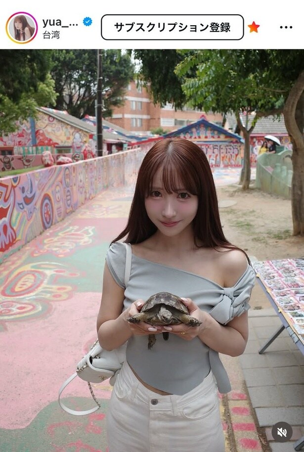 【写真】色までリンクする運命みたい…三上悠亜、亀さんらしく穏やかな“グレートーン”で散歩する姿
