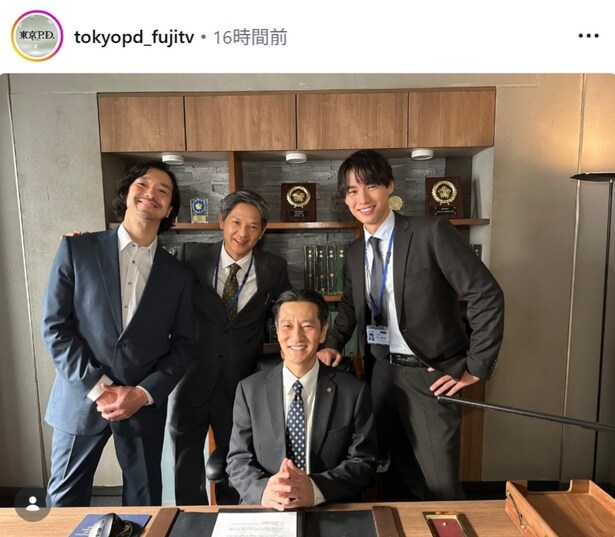 【写真】緒形直人を囲むように福士蒼汰＆金子ノブアキ＆津田寛治が並んだ姿