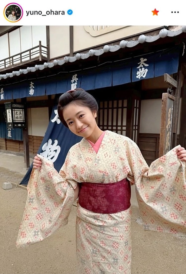 【写真】絵草紙の主人公が現れたよう…大原優乃、江戸娘姿で着物の“笑顔”
