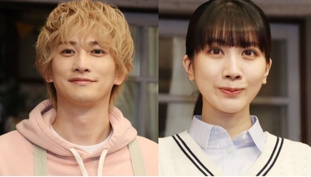 町田啓太＆松本穂香、ライティングウォール前で手を広げる全身ショットに「聖地巡礼します」＜タツキ先生は甘すぎる！＞
