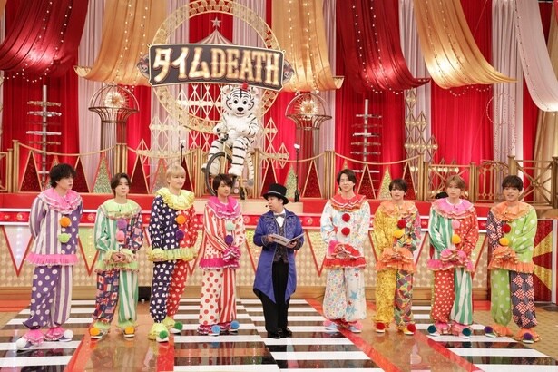 timelesz、新企画「タイムDEATH」でピエロ姿に　佐藤勝利と橋本将生がチームに分かれて“つまッチ”対決＜タイムレスマン＞