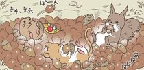 げっ歯類の小動物たちが“木の実パーティー”を始める？平和で優しいひと時に「あまりにも可愛すぎる」【漫画】
