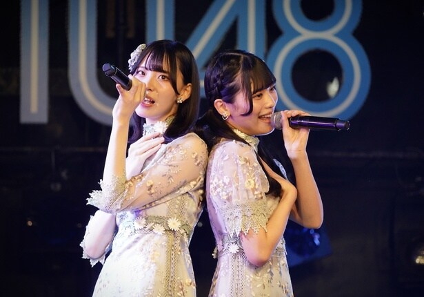 「友達でいられるなら」を披露した北澤苺と奥田唯菜(「STU48 3期生3周年公演～どこにもいない“私”がいる～」より)