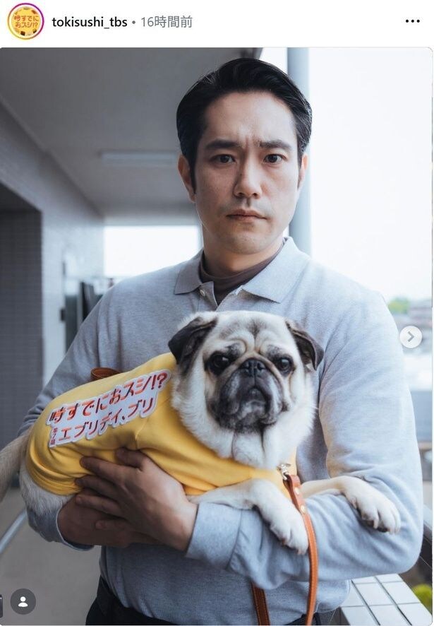 【写真】松山ケンイチ、パグ犬のホタテとの仲良しツーショット