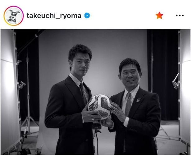 【写真】凄み炸裂のスーツ姿が決まる…竹内涼真、森保監督との2ショット