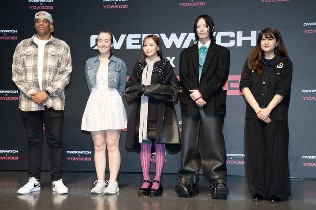 (写真左より)Blizzard Entertainment Overwatch Lead Hero Producer・Kenny Hudosn、Blizzard Entertainment Overwatch Narrative Design Lead・Miranda Moyer,ikura、Ayase、Activision Blizzard Japan株式会社 ブランドマネージャー・村田麻