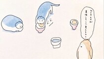 猫2匹のごはんを用意したところ…もう一方のごはんが気になってしまう猫の様子が「あるある(笑)」【漫画】