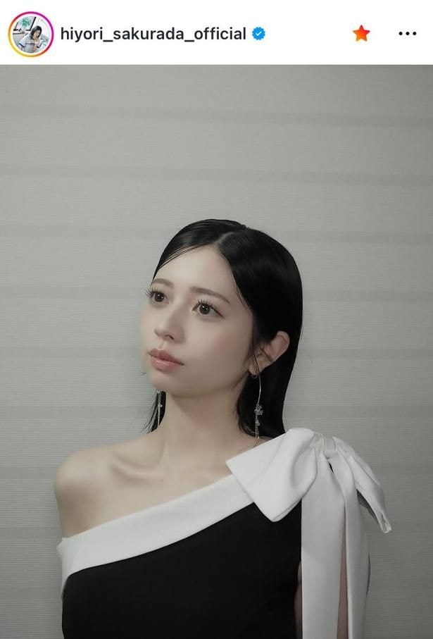 【写真】黒の“ワンショルダー”ドレスが大人っぽい…桜田ひより、透き通った美顔