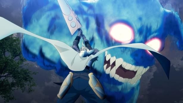 アニメ「追放された転生重騎士はゲーム知識で無双する」第4話・エルマVSマッドヘッド戦