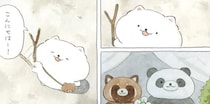 窓辺のぬいぐるみに挨拶する白い犬の"ぽんちゃん”…ある日、大切な存在がいなくなる展開に「可愛くも切ない」と反響【漫画】