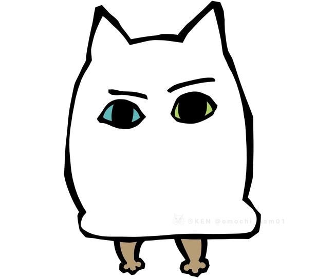 特徴的な耳をしたネコではない“メジェドさま”…動く猫じゃらしへの反応に「あらがえないよね」の声【漫画】