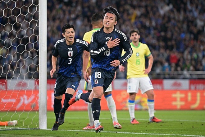 ついに勝ったぞ！ 森保ジャパンが王国ブラジルに歴史的初勝利！ ２点ビハインドから南野、中村、上田弾で逆転、３－２で“超強敵”を撃破！