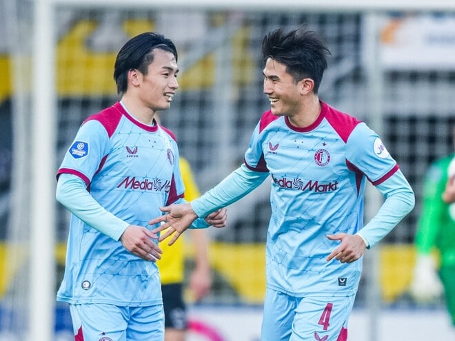 上田の先制弾を守り切れず…日本人コンビ先発のフェイエノールト、後半ATに痛恨の失点で佐野&小川出場のNECと1-1ドロー、オランダ上位対決は痛み分け