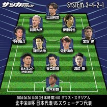 【日本代表のスウェーデン戦スタメン予想】GS突破へ！チュニジア戦から４人を入れ替え。３バックは“総替え”で22歳DFが先発と予測。久保欠場のシャドーは快足コンビか