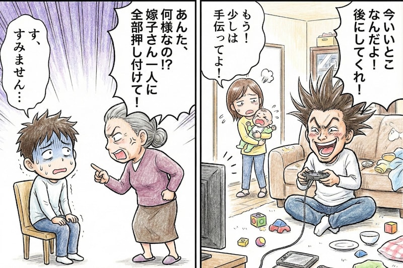 夫「俺は忙しいんだよ」ゲームで忙しくて家事をしない夫→夫を顔面蒼白にした義母からの一言