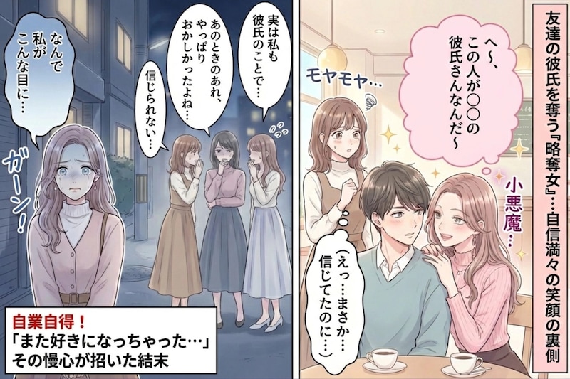 「また好きになられちゃった」友達の彼氏を奪う女友達→略奪女がすべてを失った瞬間