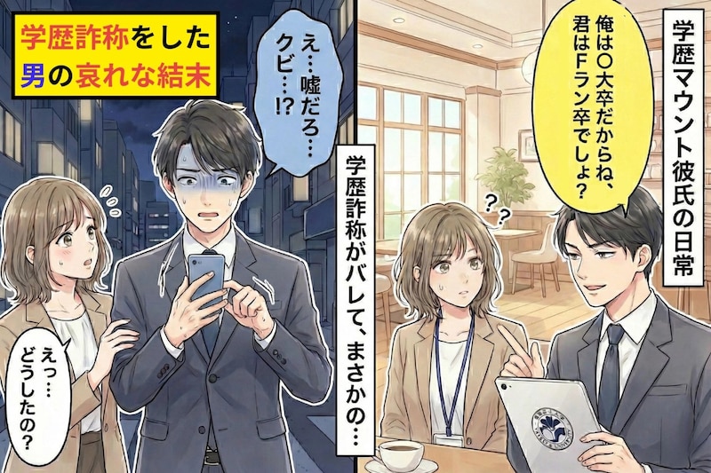 「Fラン卒だろ?」と見下してきた学歴厨の彼氏→学歴詐称をして会社をクビになった話