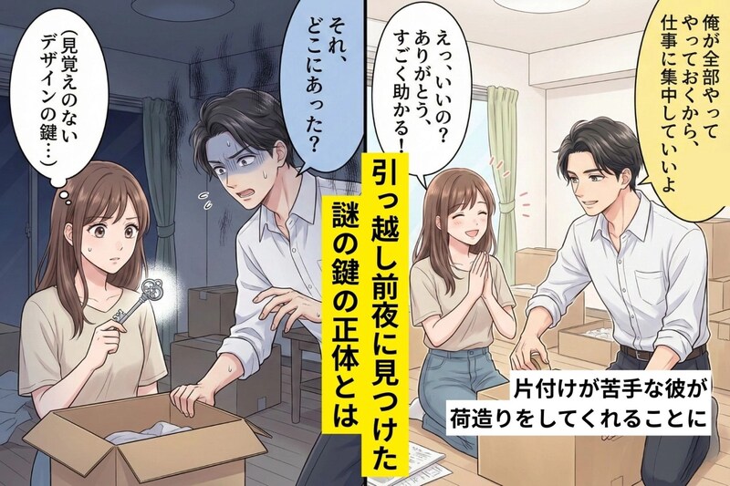 引っ越し前夜、彼が「荷物は俺がまとめる」→段ボールの中から出てきた"謎の鍵"で、顔色が変わった