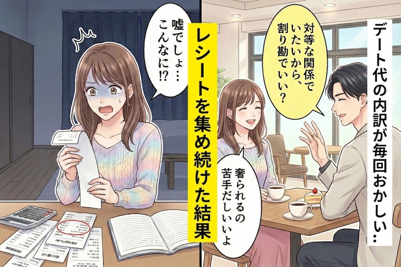 彼「割り勘でいいよね？」→デート代の内訳が毎回おかしい...私がこっそりレシートを集め続けた結果