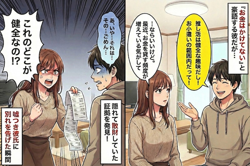 彼氏が「推し活は健全にやってるよ！」と言い張るけど→レシートの山を発見し、別れを決意した話
