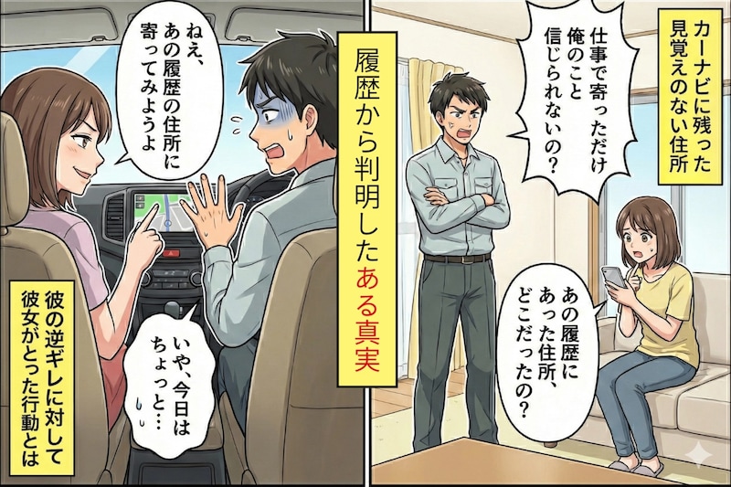 ドライブ中、彼のカーナビに"見覚えのない家"が履歴→問い詰めたら逆に責められたので...