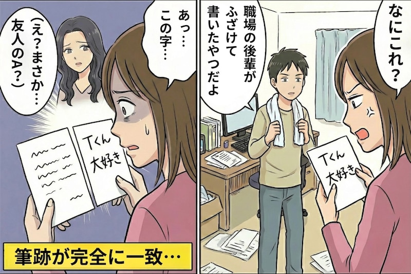 彼のデスクにあった「Tくん大好き」の手書きメモ→問い詰めたら逆ギレ…でも筆跡で詰んだ話