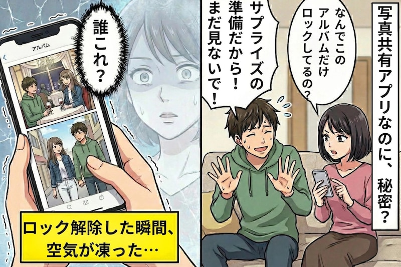 カップルで始めた写真アプリ、なぜか彼のアルバムだけロックが...→解除した瞬間、空気が凍った話