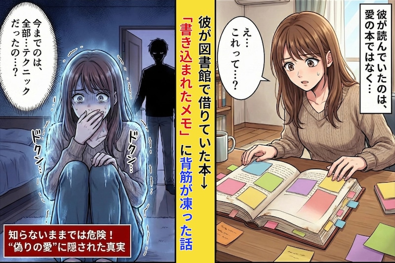 図書館デートで彼が借りた本が「恋愛心理〜」→付箋の内容が怖すぎて距離を置いた話