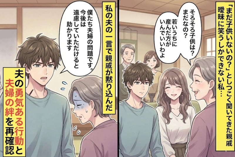 「まだ子供いないの？」としつこく聞いてきた親戚。私の夫の一言で一族が黙り込んだ