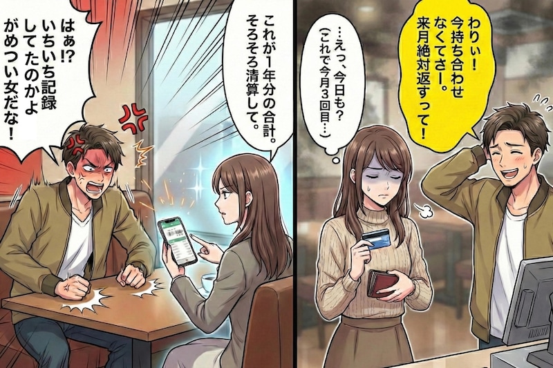 彼「ごめん、金ないわ」デートでいつも立て替えさせる彼氏→今までのデート代を一括で請求することに