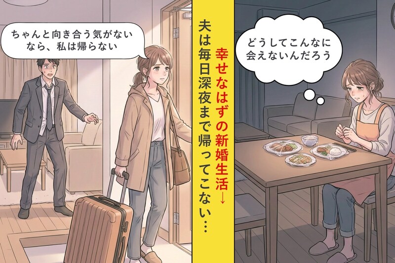 「仕事が忙しい」毎日深夜まで帰って来ない夫→孤独な新婚生活に限界を感じた私の決断