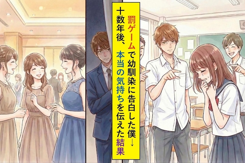 学生時代、罰ゲームで幼馴染に告白した僕→十数年後「ずっと後悔していた」と本当の気持ちを伝えた結果