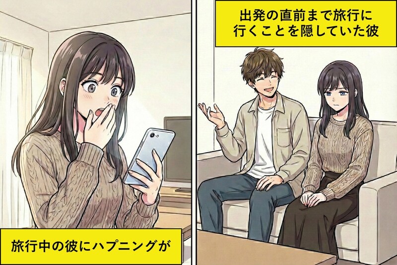 １週間の旅行を伝えなかった彼氏「友達も大事だから...」→旅行当日、彼に思わぬハプニングが起きた