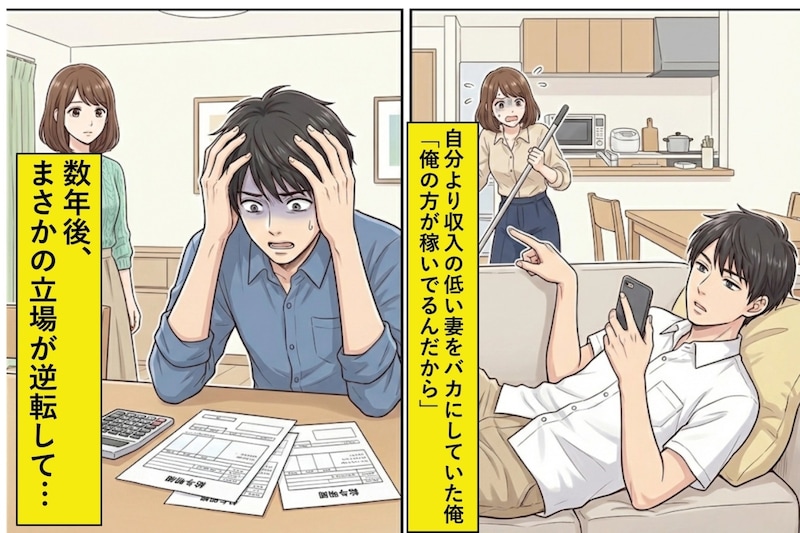 収入の低い妻に「俺の方が稼いでるんだから、家事はお前がしろ」と言っていたら...