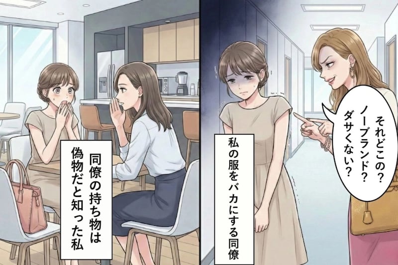 「ダサくない?」私の服をバカにする同僚→同僚の持ち物は偽物だった