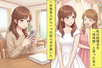 結婚式で友人から「地味婚」と揶揄されてモヤモヤ...一年後友人から一つの知らせが届いた