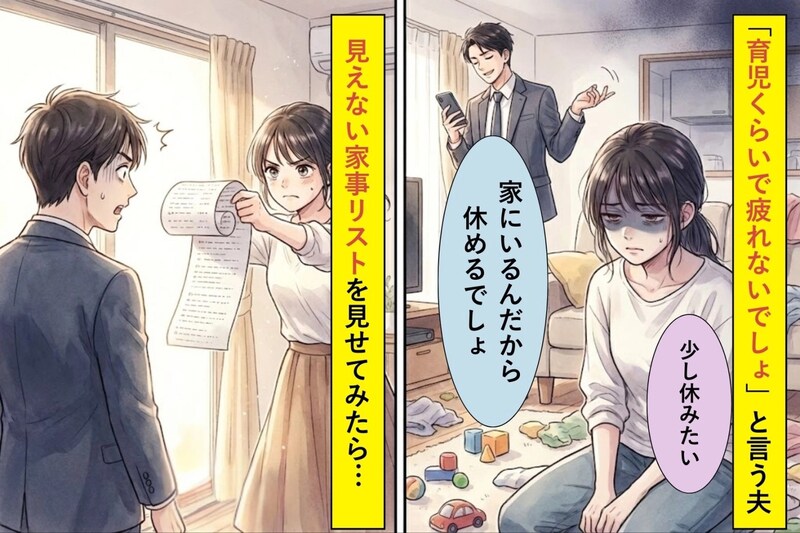 「育児くらいで疲れないでしょ」と言う夫→妻がまとめた"見えない家事リスト"を見せてみた