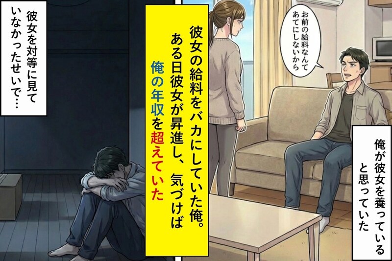 彼女の給料をバカにしていた俺。ある日彼女が昇進し、気づけば俺の年収を超えていた