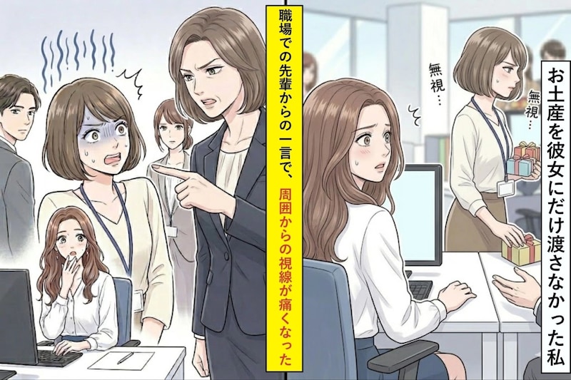 お土産を彼女にだけ渡さなかった私。職場での先輩からの一言で、周囲からの視線が痛くなった